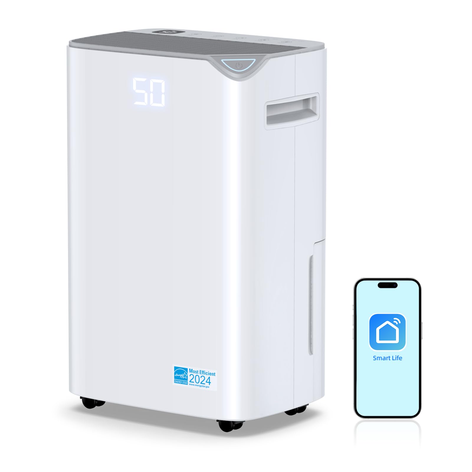 Bbianlyy 4500 Sq.Ft 50 Pints Energy Star Certified Dehumidifier For Home With Drain Hose,Intelligent Humidity Control, 4 Operati